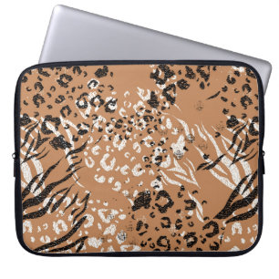 Modern leopard. Pattern. Background. Wild nature. Laptop Sleeve