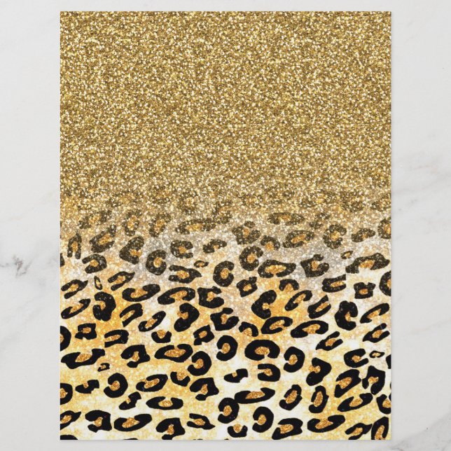  Modern Leopard Pattern Gold Glitter Ombre (Front)