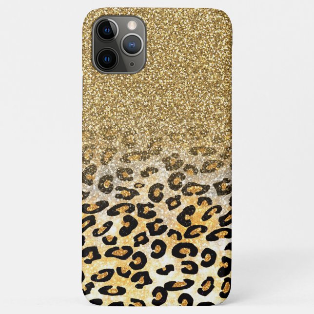  Modern Leopard Pattern Gold Glitter Ombre Case-Mate iPhone Case (Back)