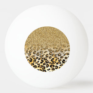 Modern Leopard Pattern Gold Glitter Ombre Ping Pong Ball