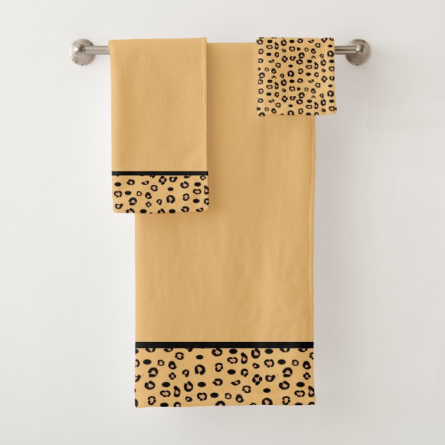 Modern Leopard Pattern on Light Orange Bath Towel Set (Insitu)