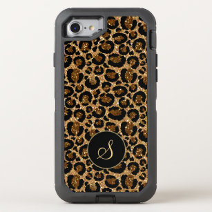 Modern leopard pattern with glitters OtterBox defender iPhone 8/7 case