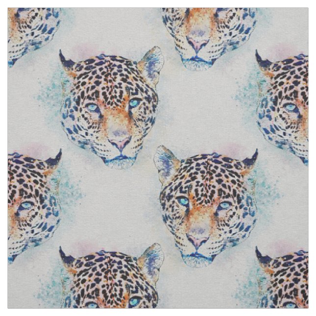 Modern Leopard Portrait Colourful Painting Fabric (Swatch)