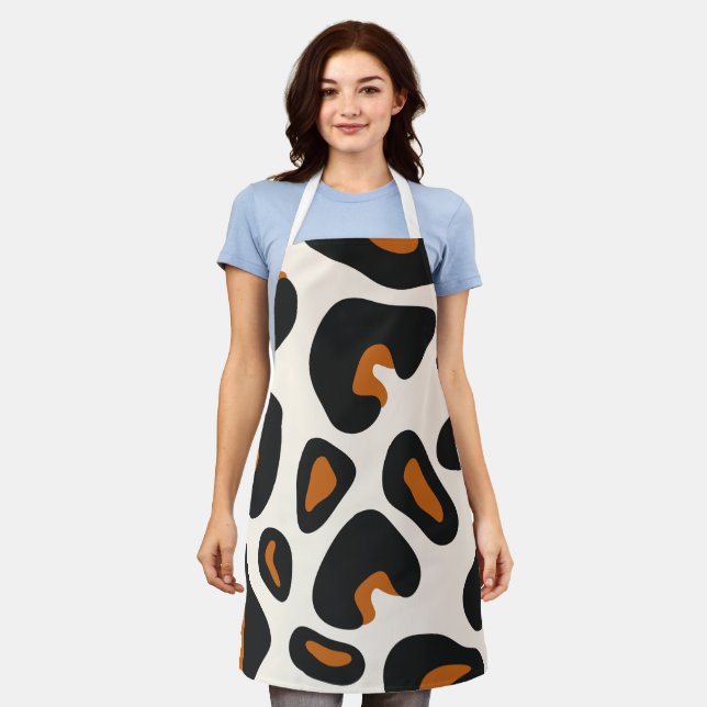 Modern Leopard Print Apron - Chic Kitchen Style (Worn)