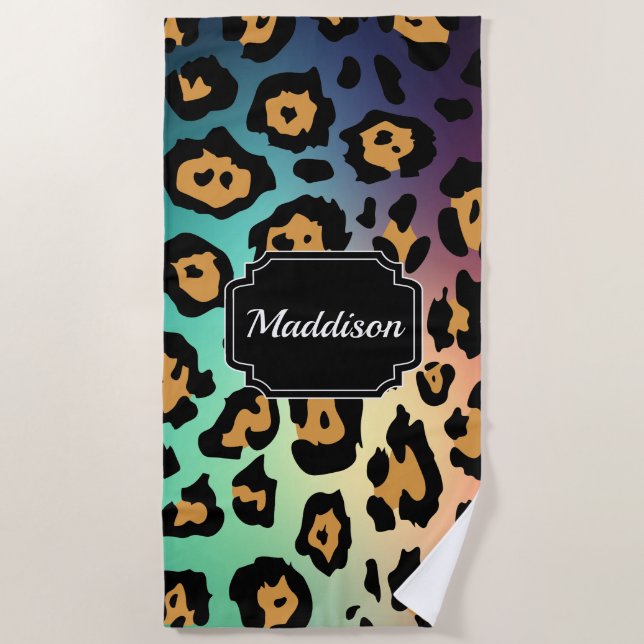 Modern Leopard Print Beach Towel (Front)