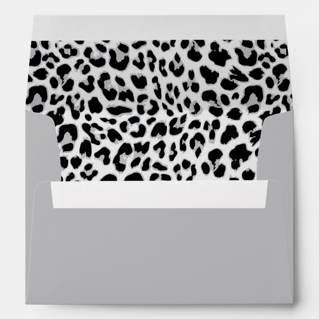 Modern Leopard Print Black and Grey Envelope (Back (Bottom))