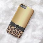 Modern Leopard Print Gold Monogram iPhone 6 Case