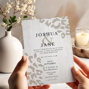 Modern Leopard Print Neutral Wedding Invitation