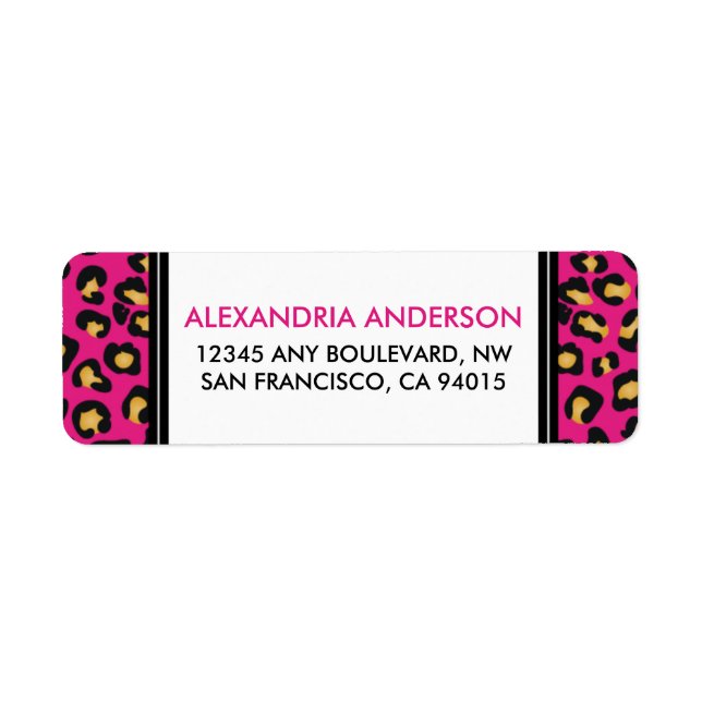 Modern Leopard Print Return Address Label (pink) (Front)