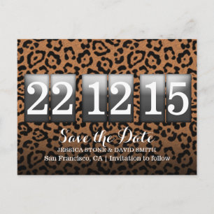 Modern Leopard Print Save the Date Announcement Postcard