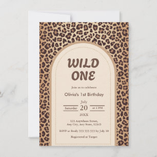 Modern Leopard Print Wild One 1st Birthday Invitation
