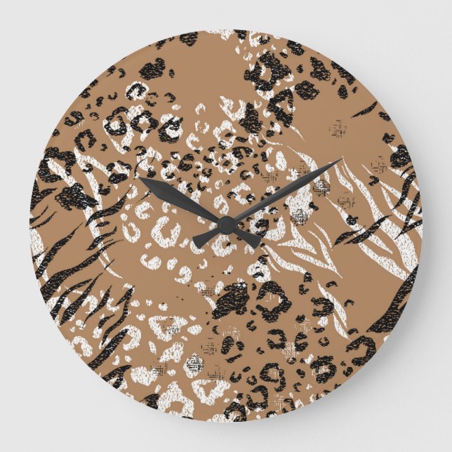 Modern leopard: wild nature pattern. large clock (Front)