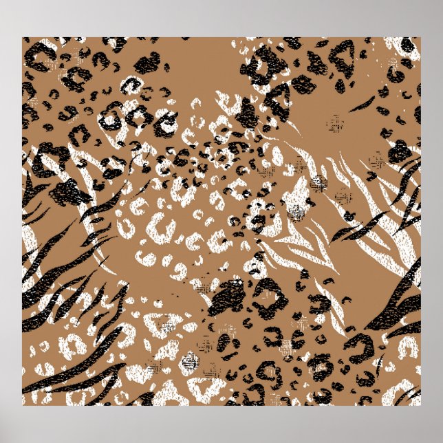 Modern leopard: wild nature pattern. poster (Front)