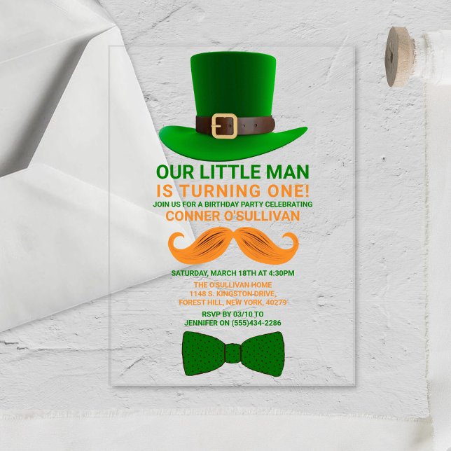 Modern Leprechaun St. Patrick's Any Age Birthday Acrylic Invitations (Creator Uploaded)