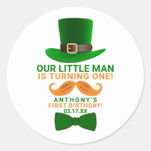 Modern Leprechaun St. Patrick's Any Age Birthday Classic Round Sticker
