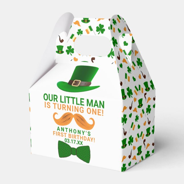 Modern Leprechaun St. Patrick's Any Age Birthday Favor Box (Front Side)
