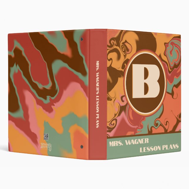 Modern Lesson Plan Abstract Name Initial Teacher  Binder (Background)