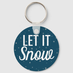 Modern let it snow blue with snowflakes keychain