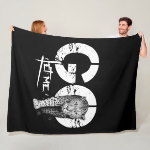 Modern LET ME GO Leopard Black Fleece Blankets