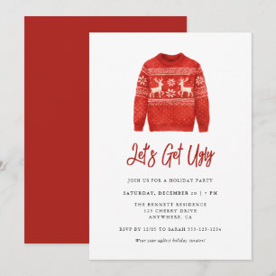 Modern Lets Get Ugly Christmas Ugly Sweater Party Invitation
