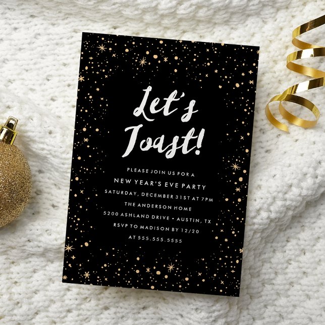 Modern Let's Toast New Year's Eve Party Invitation (Creator Uploaded)