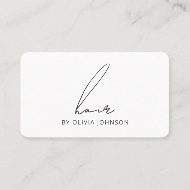 Modern Lettered Script Hair Stylist Business Card (Front)
