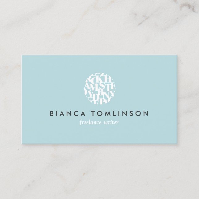 Modern Letterform Logo IV for Authors and Writers Business Card (Front)