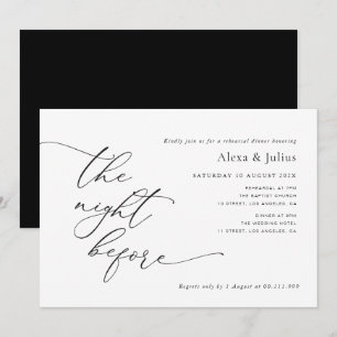 Modern Lettering Black And White Wedding Rehearsal Invitation