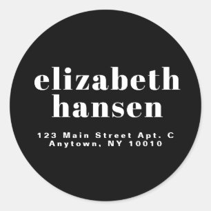 Modern Lettering Black Round Return Address Label