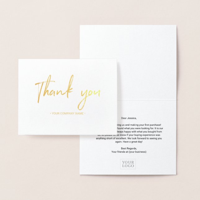 Modern Lettering Business Thank you Gold Foil Card (Display)