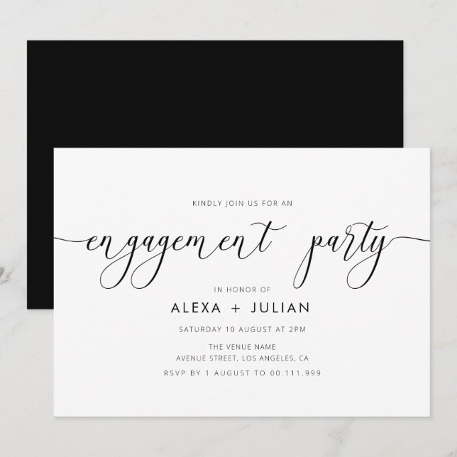 Modern lettering engagement party  invitation (Front/Back)