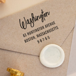 Modern Lettering Family Name & Return Address Self-inking Stamp