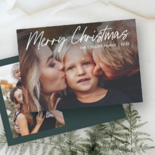 Modern Lettering Merry Christmas 2 Photo  Holiday Card
