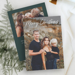 Modern Lettering Merry Christmas 2 Photo  Holiday Card