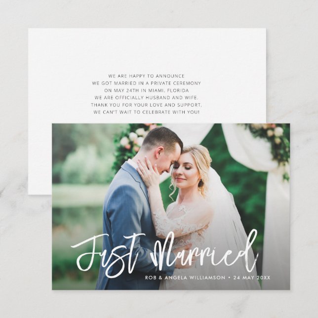 modern lettering script wedding announcement (Front/Back)