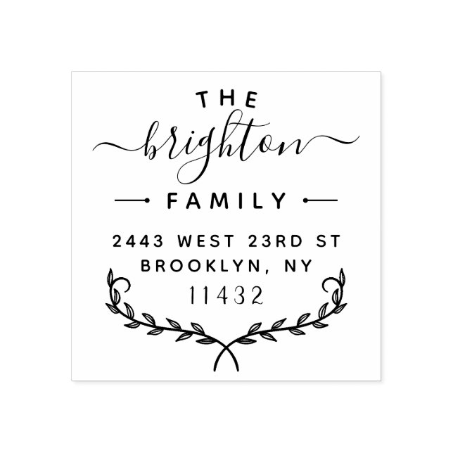 Modern Lettering Stylish Family Return Address Rubber Stamp (Imprint)