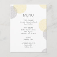 Modern Letterpress Style Circle Wedding Menu Card