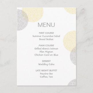 Modern Letterpress Style Circle Wedding Menu Card