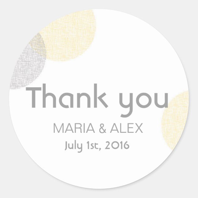 Modern Letterpress Style Circle wedding sticker (Front)