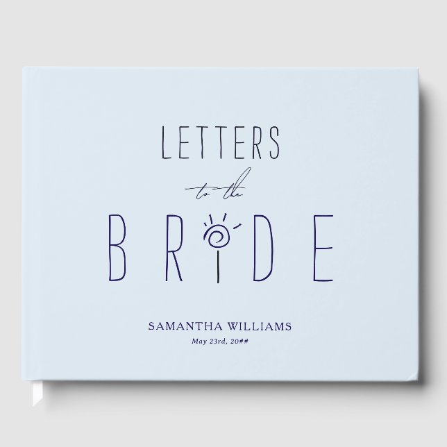 Modern Letters To The Bride Elegant Something Blue Guest Book (Front)