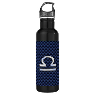 Modern Libra Sign on Navy Blue Carbon Fibre 710 Ml Water Bottle