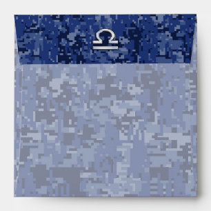 Modern Libra Zodiac Sign on blue digital camo Envelope