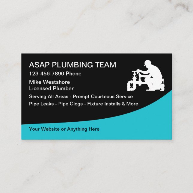 Modern Licensed Plumber Business Cards New (Front)