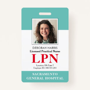 Modern Licensed Practical Nurse Photo ID Badge
