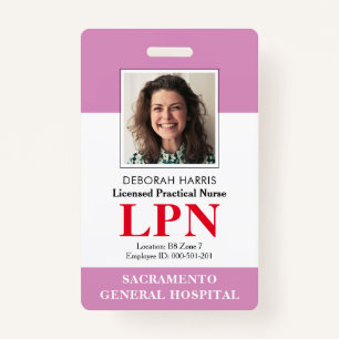Modern Licensed Practical Nurse Photo ID Badge