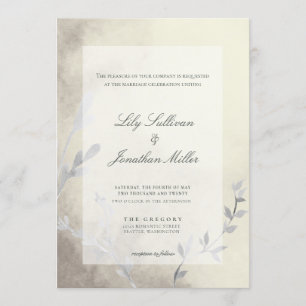 Modern Light and Airy Ethereal Monochrome Wedding Invitation