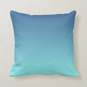 Modern Light Aqua to Blue Ombre Throw Pillow