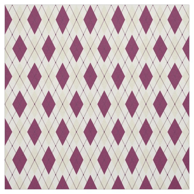 Modern Light Beige Purple Argyle Geometric Fabric (Swatch)