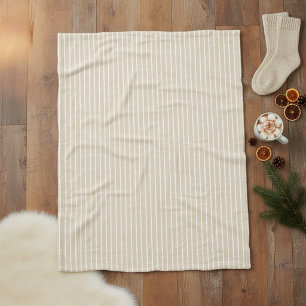 Modern Light Beige Striped Fleece Blanket