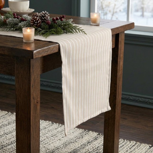  Modern Light Beige Striped Table Runner (Creator Uploaded)